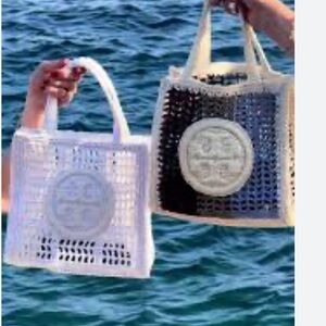 Tory Burch White Crochet Tote w dust bag